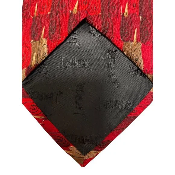 Men's Necktie J Garcia Tie Red's & Gold's 100% Silk 61" - Picture 4 of 4
